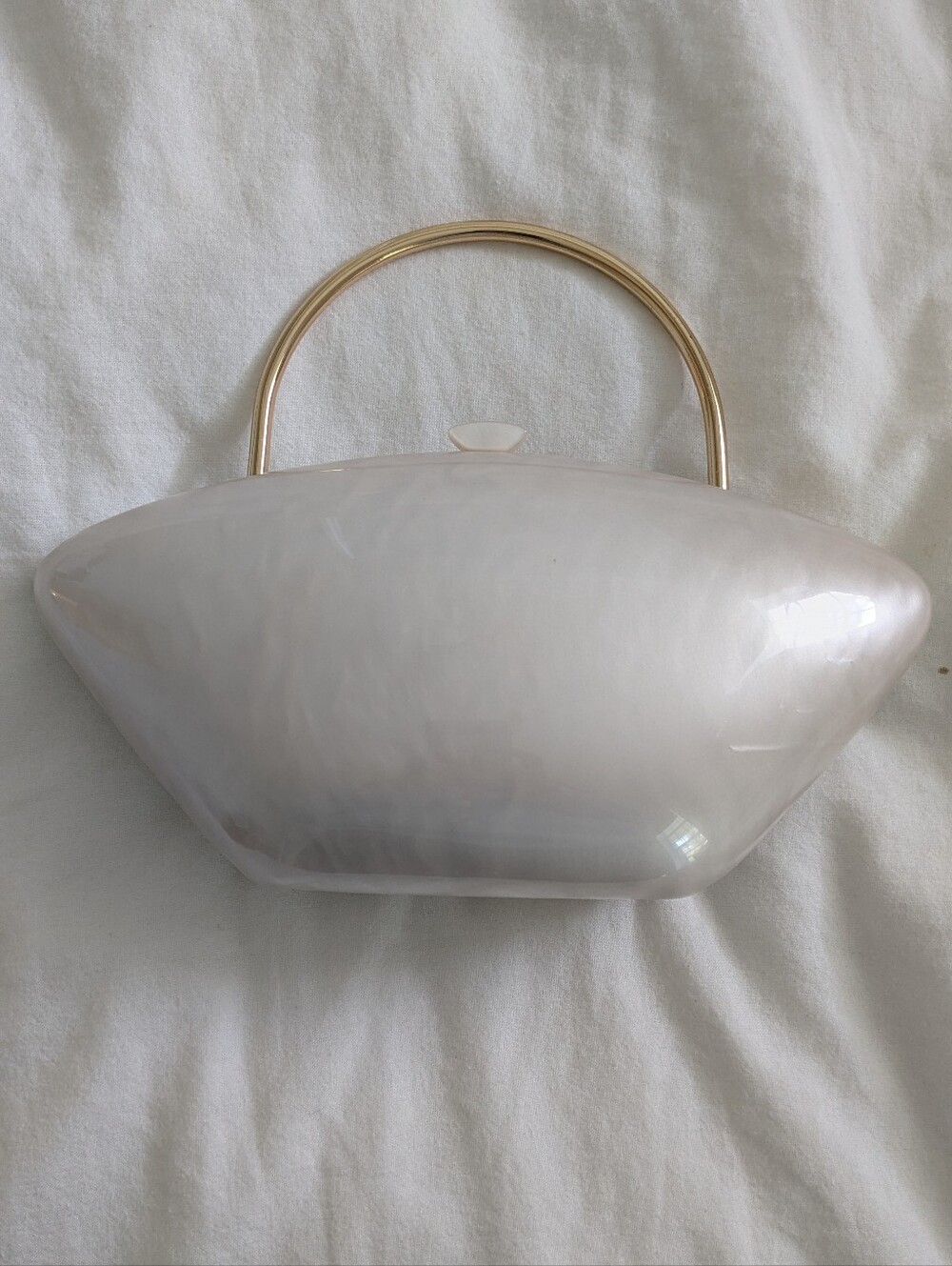 Zara Pearl White Handbag with Gold Handle. BNWT